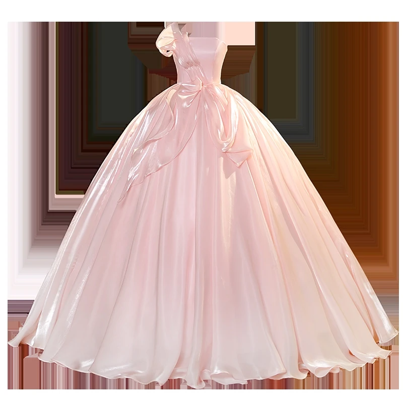 Robe de mariée sans bretelles rose doux, robes de Rhsexy, robe de Quinceanera simple personnalisée, longueur au sol, nouveau, éducatif, 2023