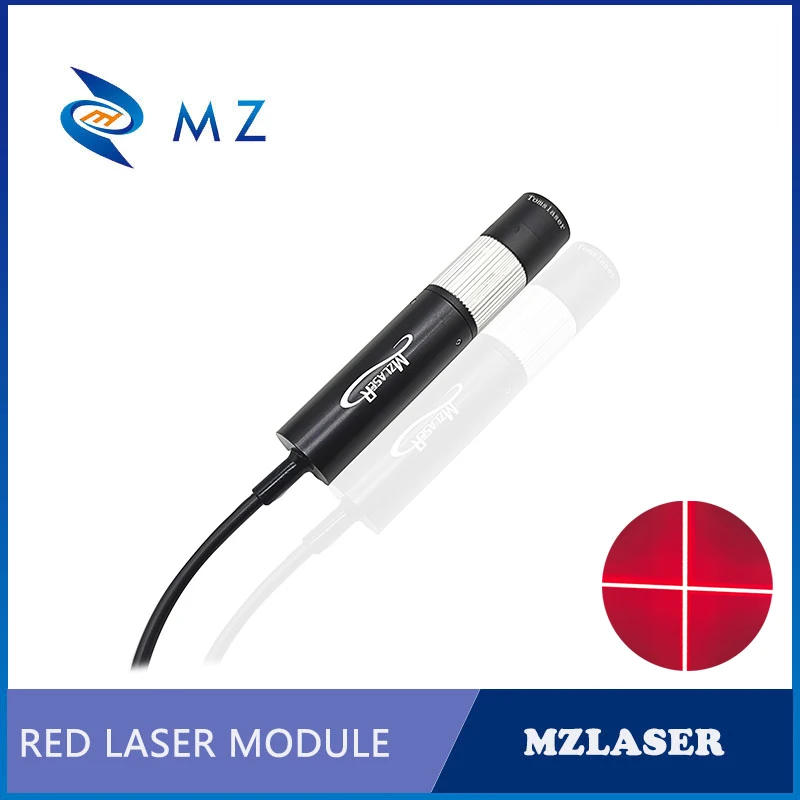 Red Cross Laser Diode Module Adjustable Focus D16mm 635nm 12V 24V 100mW Glass Lens Industrial Laser With Bracket+Power Supply