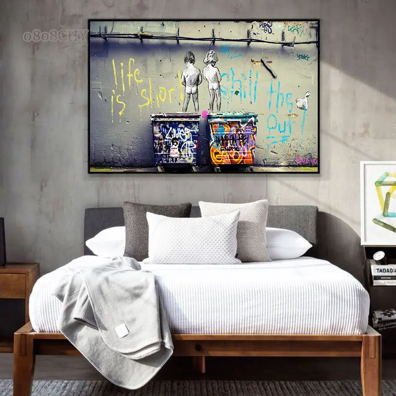 Modern Abstract Street Wall Art Painting Banksy Graffit Art Canvas Painting Prints Poster Cuadros Wall Art Pictures Home Decor