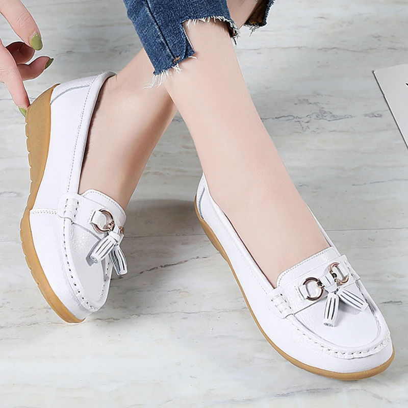 

Fashion Flat Shoes Woman Breathable Loafers For Women Chunky Moccasins Genuine Leather Loafers High Quality Footwear Woman Shoe