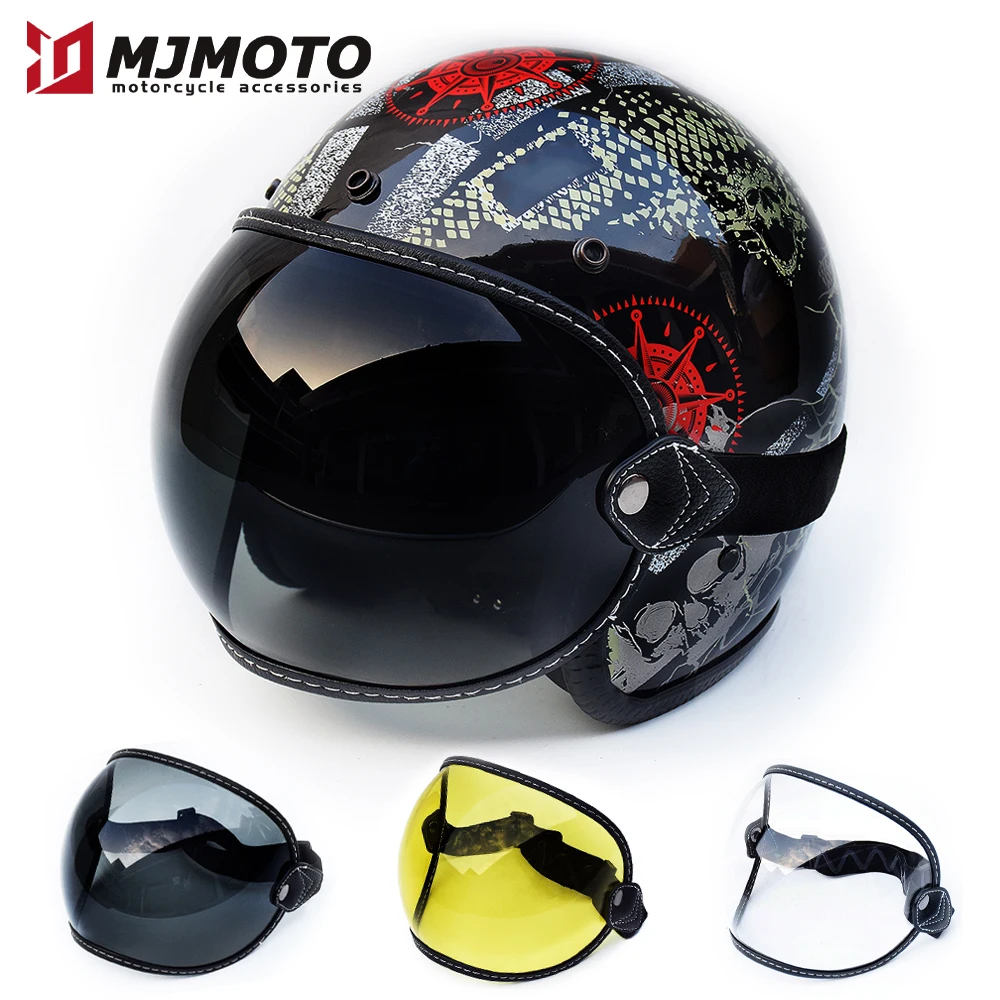 

Retro Motorcycle Goggles Full Face Helmets Lens Glasses Moto Helmet Bubble Visor Lens Anti-UV Motocross Helmet Accessories