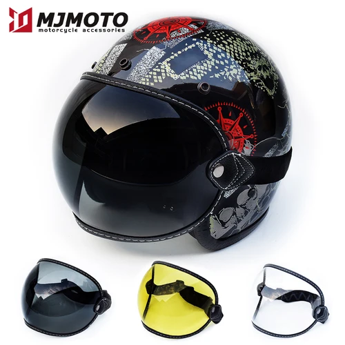 Gafas Retro para motocicleta, cascos integrales, lentes, casco de motocicleta, visera de burbuja, lente Anti-UV, accesorios para casco de Motocross