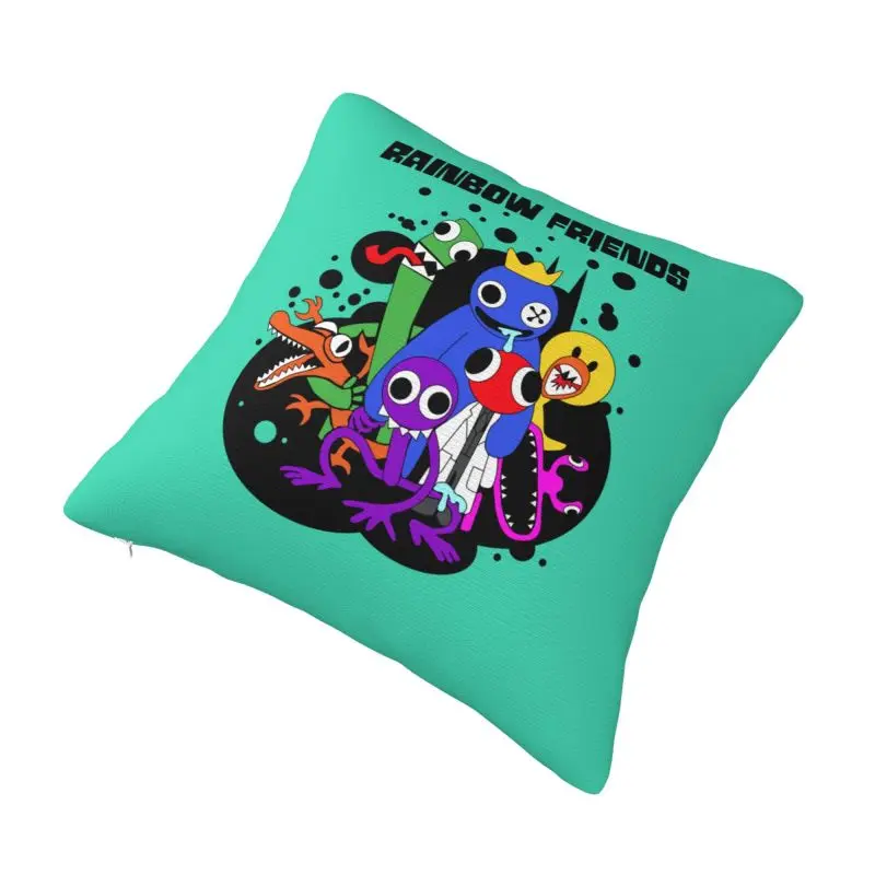 Custom Cute Rainbows Friend Play Gamer Luxury Throw Pillow Cover Sofa Cushion