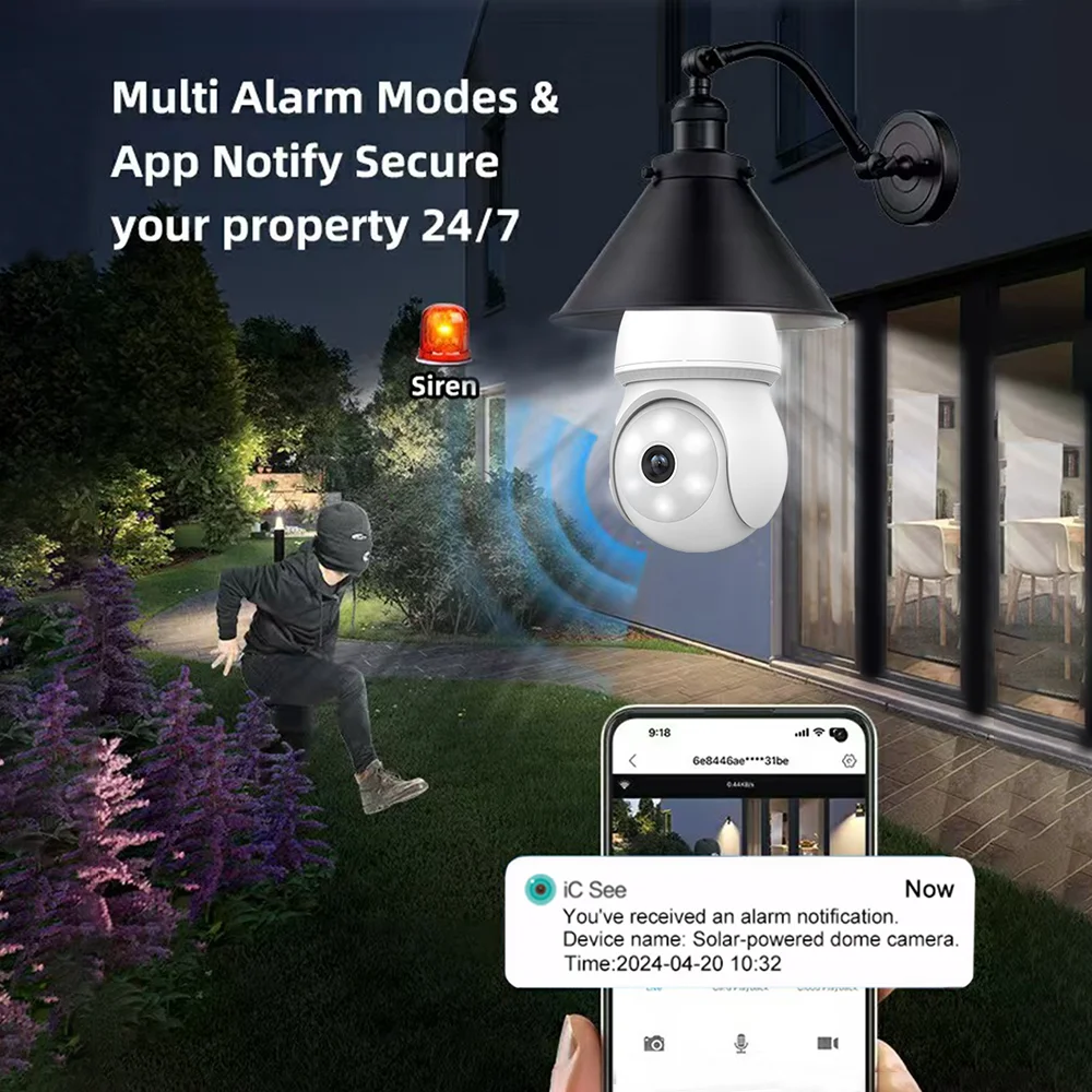 2MP E27 لمبة واي فاي كاميرا شبكة مراقبة الأمن حماية AI كشف الحركة البشرية كامل اللون للرؤية الليلية كاميرا مراقبة فيديو منزلية #6