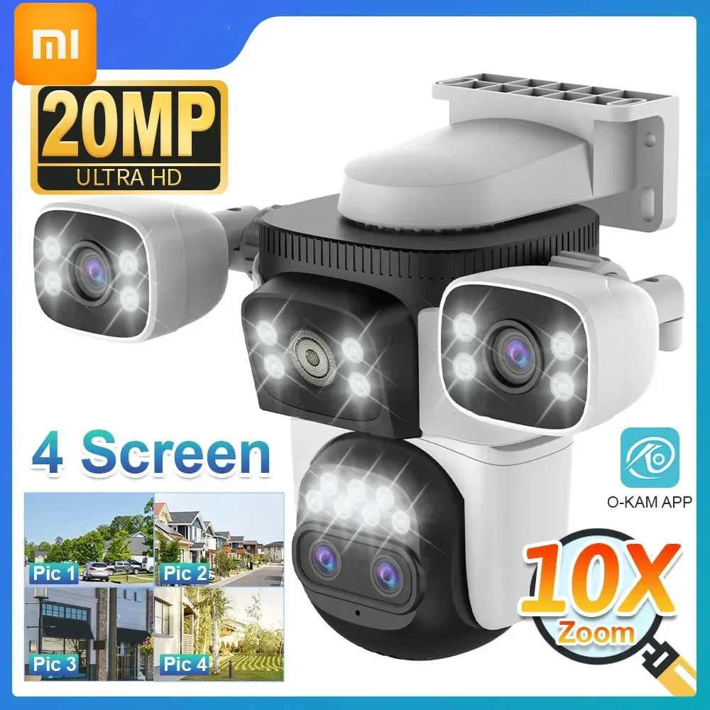 

Xiaomi 20MP четырехэкранная Wi-Fi камера безопасности уличная 10-кратная оптическая зум четыре объектива слежения за человеком водонепроницаемые камеры видеонаблюдения 2166