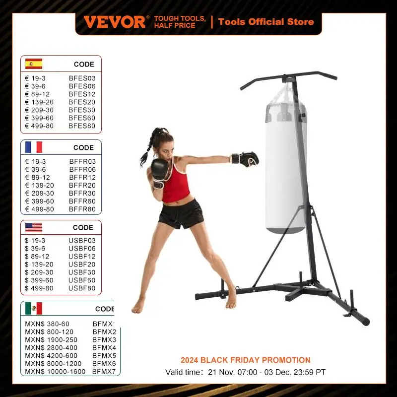 VEVOR Folding Heavy Bag Stand 2 in 1 Portable Independent Sandbag Rack with Adjustable Height Heavy Duty Boxing Punching Bag 