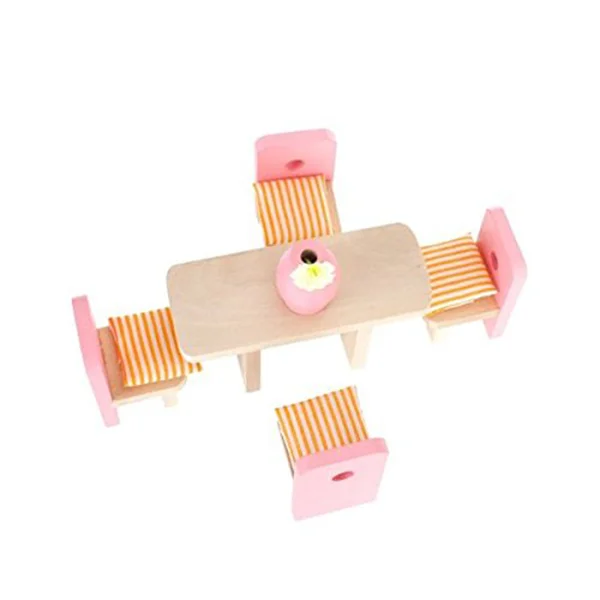 Gewatteerde poppenhuisstoelen Meubilair Speelgoed Miniatuur bouwstenen Houten set Baby