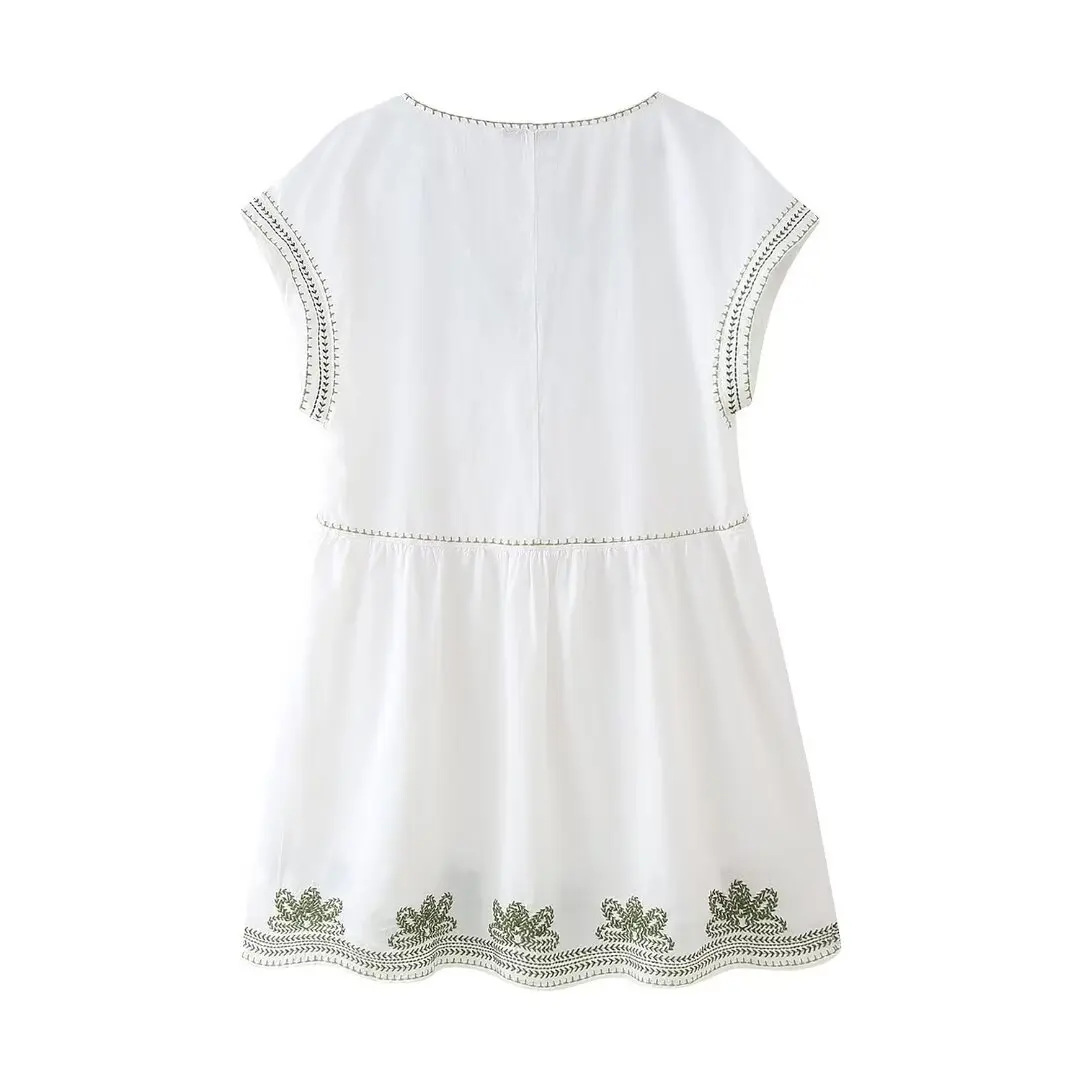 Women's Embroidered Short Dress For Women's Clothing