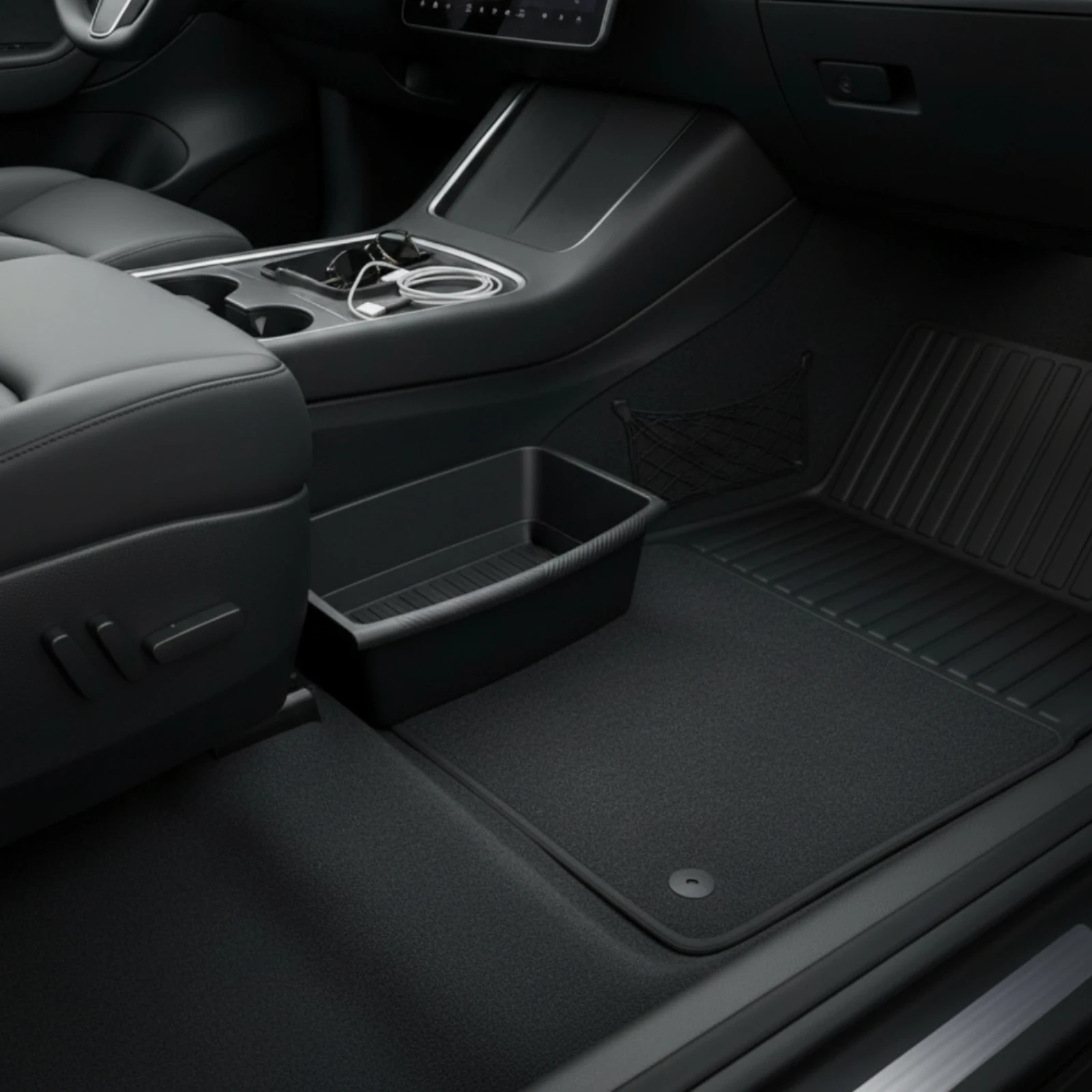 Under-Seat Storage Box with Cover Waterproof Under Seat Storage Box Car Organizer Tray with Lid Space-Saving Container Compact