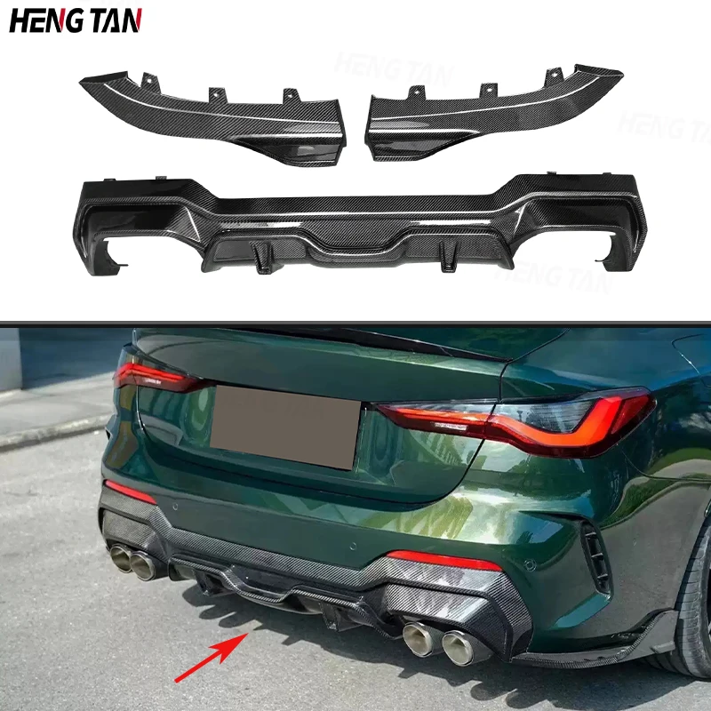 S Style Carbon Fiber Car Rear Bumper Lip Diffuser Spoiler Parts For BMW 4 Series G22 G23 2021+ Upgrade Body kit