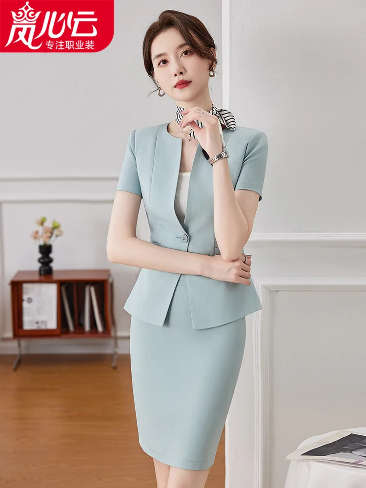 Summer Jewelry Shop Workwear Elegant Slim-Fit Beauty Salon Professional Skirt Hotel Front Desk Formal Wear New Short6510