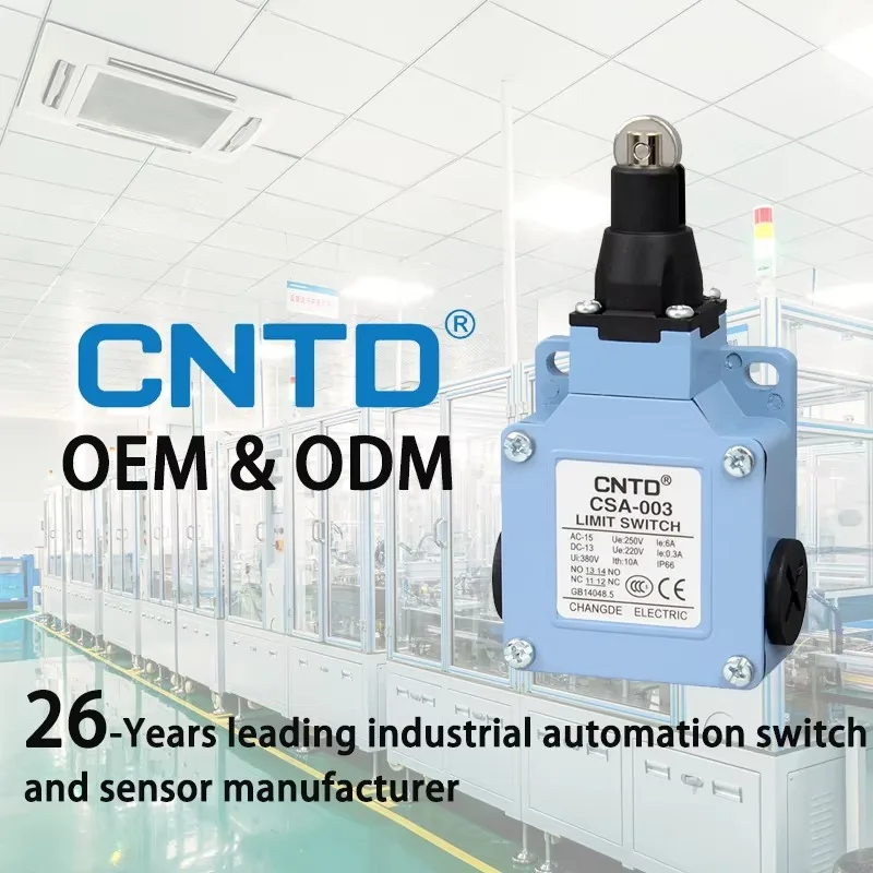 CNTD CSA-003 Compact Roller Plunger Vertical Limit Switch Travel Switch for Elevator 10A Max Current IP66 Protection