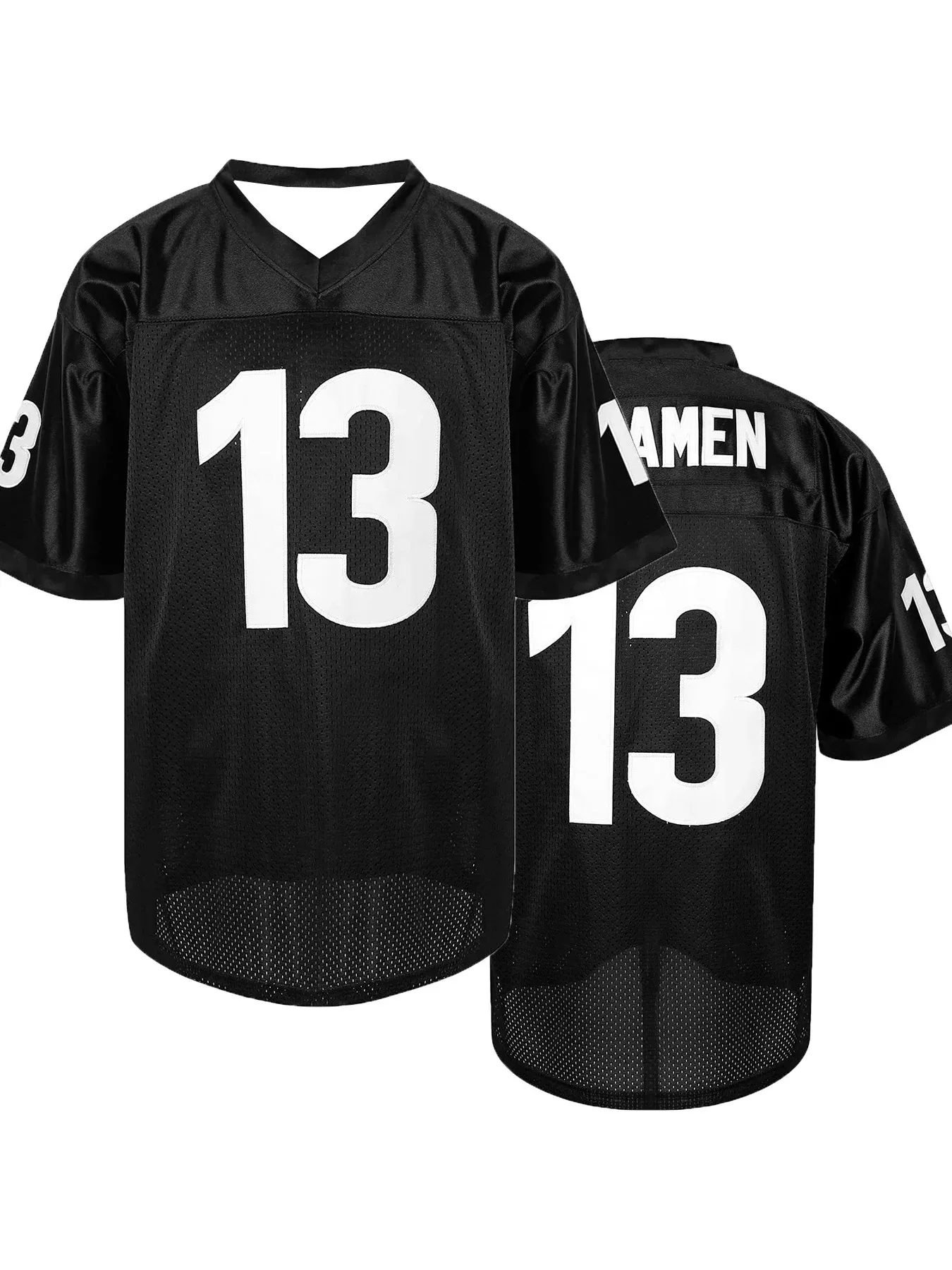 No.13 Black Vintage Letter Print Sports American Football Jersey Quick-dry Loose Breathable Classic Fashion Sweatshirt Moto