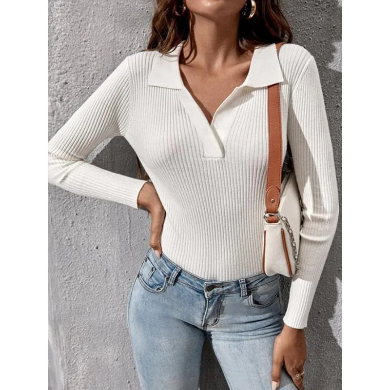 Faionable Women's Pullover Knit Sweater T-irt Casual Sle Long Sve  Color Top Polyester Material A-Line Sve