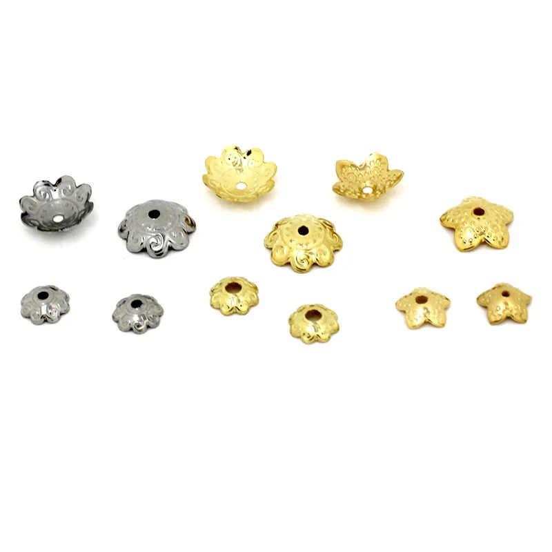 50pcs Stainless Steel Flower Bead Caps Gold Color 7mm 12mm Loose Spacer Bead Caps for Jewelry Making DIY Components Accessories view 2