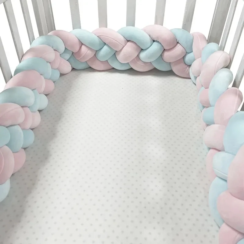 200CM Baby Bumper Bed Braid Knot Pillow Cushion for Infant Crib Protector Cot Room Decor Bedding Set Boy Decoration