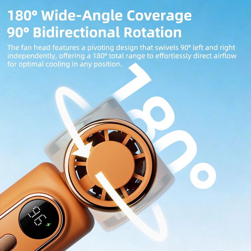 미니 팬 휴대용 소형 팬 5단 속도 냉각 터보 3000mAh 180 ° 조절 가능한 클... - 5