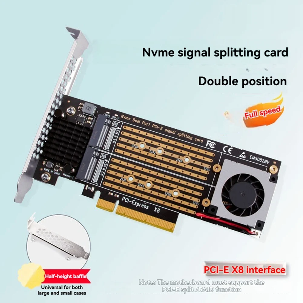 

Адаптер-карта Digital Essentials PCIe на M.2, конвертер PCIe X8 в 2 порта M.2 NVMe M Key SSD, адаптер M.2 PCI-E X8, расширительная карта VROC