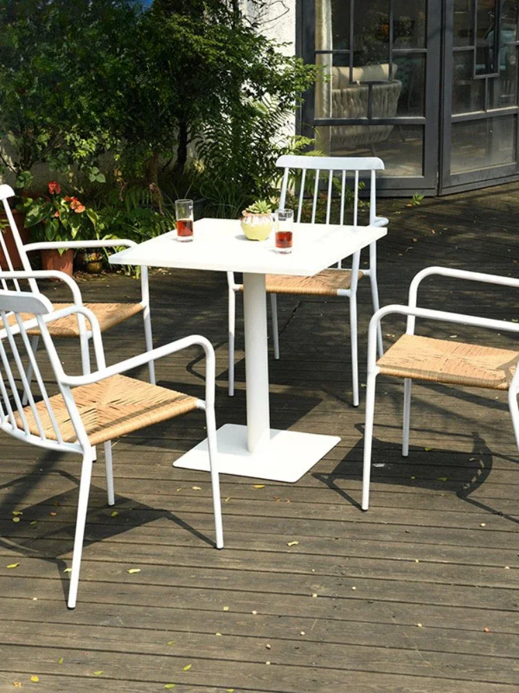 Outdoor New Chinese Style Simple Garden Leisure Rattan Chair Waterproof Outdoor Terrace Table and Chair Combination