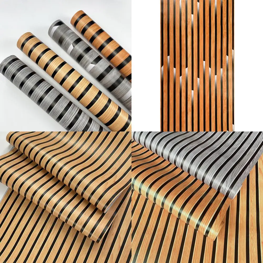 Modern Minimalist 3D Vertical Stripe Faux Grille Self Adhesive Wallpaper for Bedroom Living Room Study Tea Room Restaurant