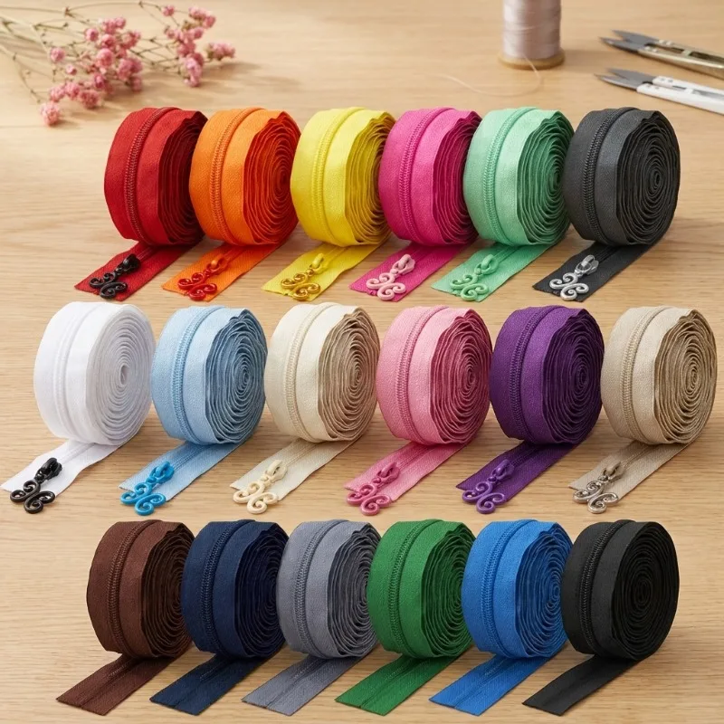 Continuous Roll No 3 Nylon Zipper 5.5 Yards 7 Butterfly Sliders Cut to Length Versatile Sewing Notion