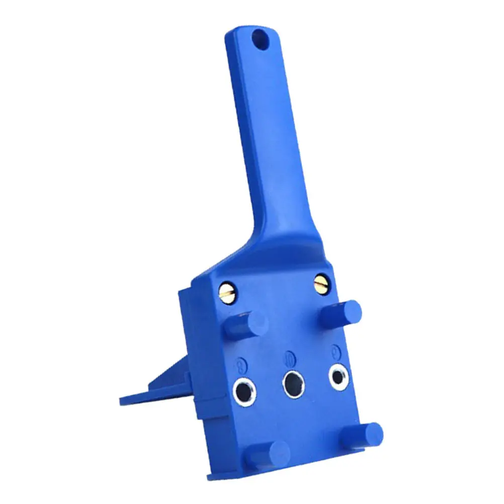 Hole Positioner for Woodworking Blue ABS Plastic Carpenter Drill Tool Wear Resistant Handheld Guide for Accurate Edge Hole