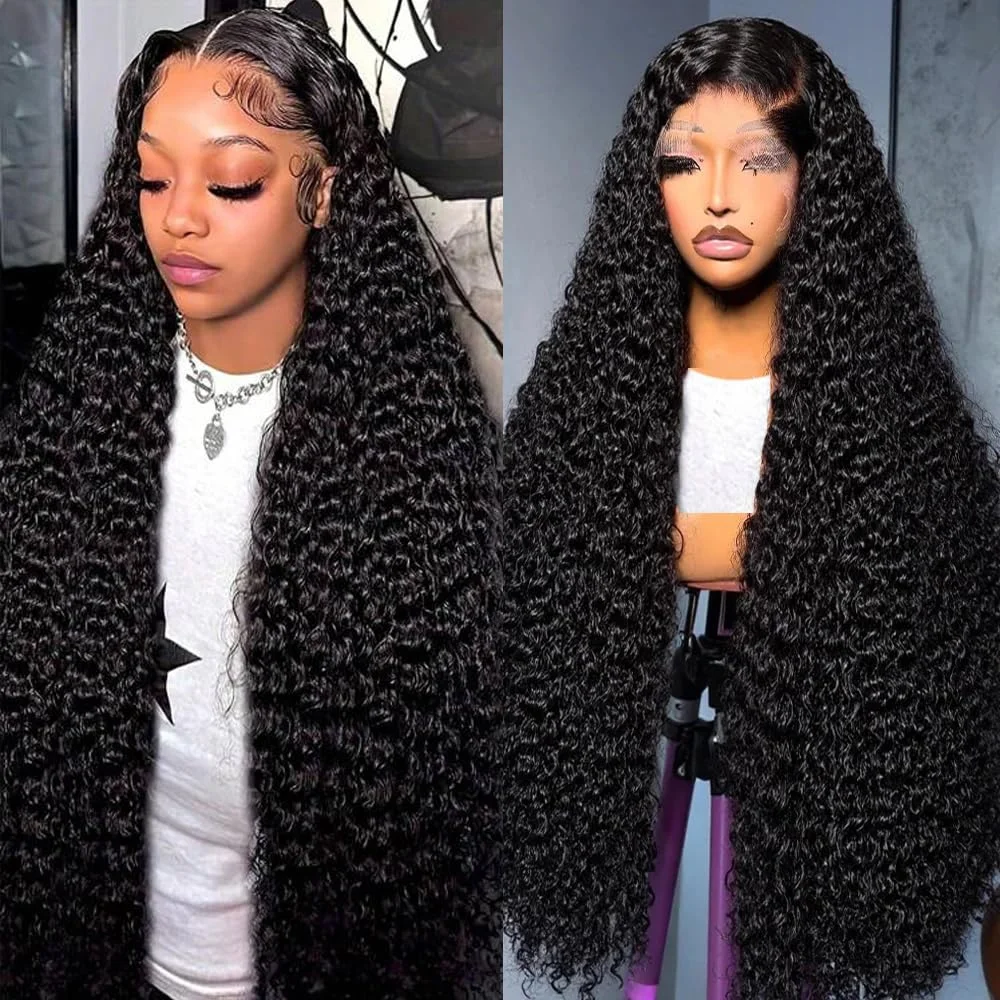 

Deep Wave Wigs Human Hair 13x4 HD Transparent Lace 13x6 Full Frontal Wigs Natural color Curly Wigs For Women 220% Density