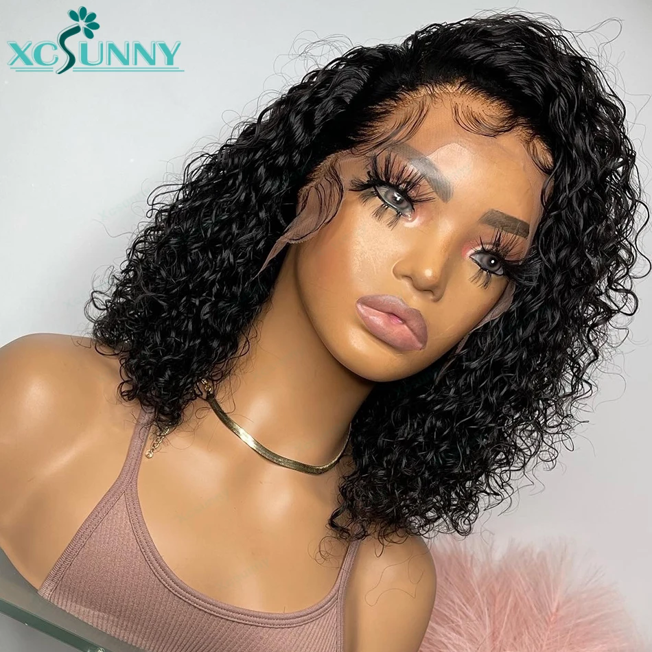 

Short Curly Bob Wigs Human Hair 13x6 Lace Front Wig Water Wave 5x5 Lace Closure Human Hair Wig Glueless For Women Easy Install