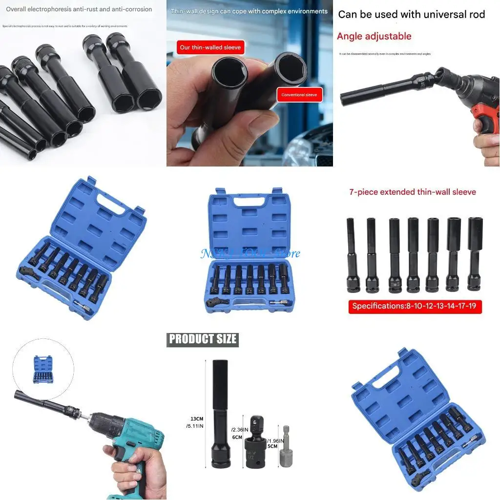 L8RC 1/2inch Drive Power Reinforced Nut Driver Drill Bit Set 128mm Quick Releases Impact Socket Adapter for Woodworking
