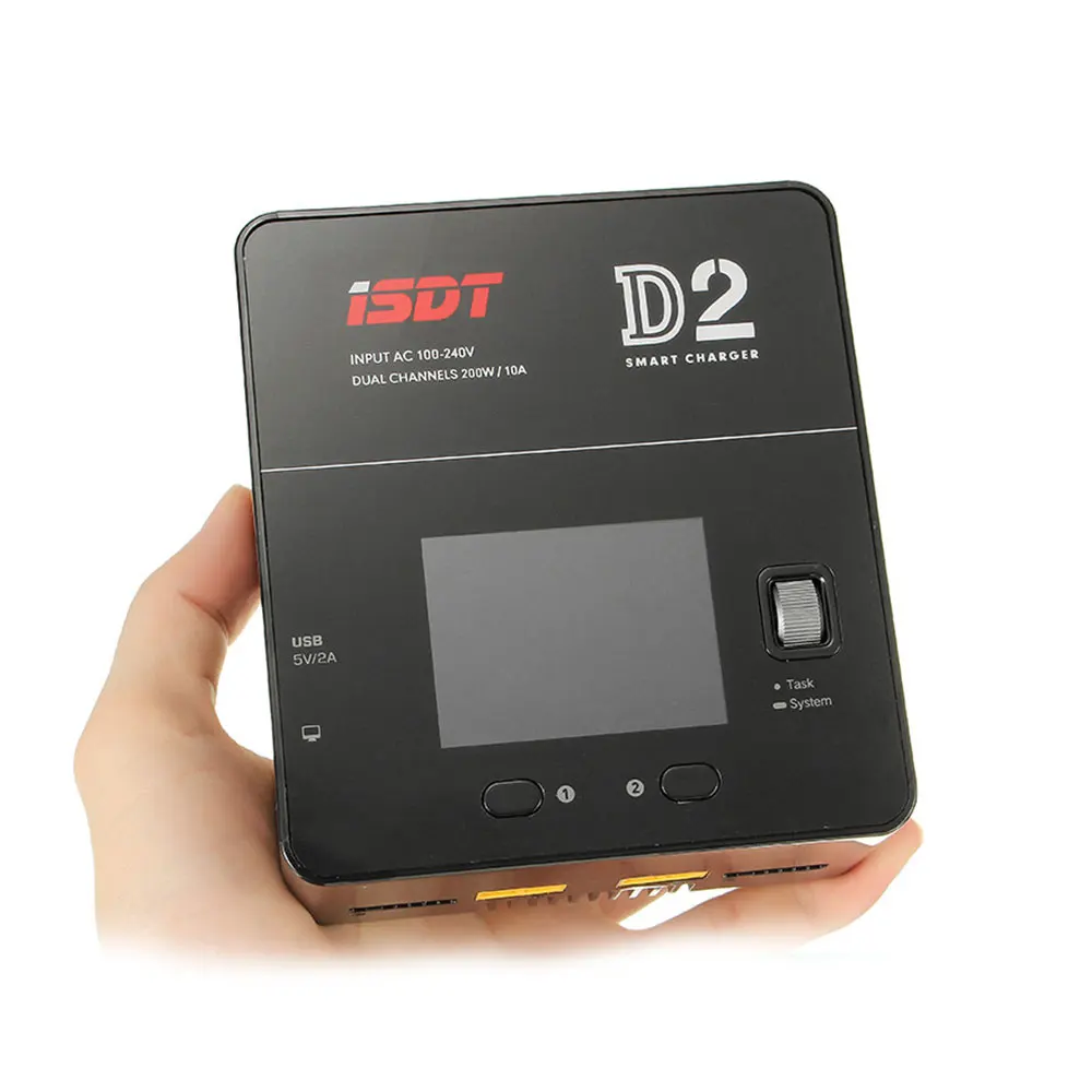 ISDT D2 200 Вт 20 А переменного тока двухканальный выход интеллектуальное зарядное устройство для баланса батареи 1-6S литий-ионное зарядное устройство Nicd Nimh