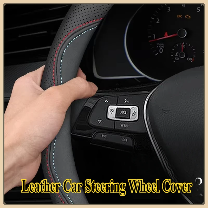 

Leather Car Steering Wheel Cover For Audi A3 8Y 8L 8V 8P A4 B6 B7 B8 B9 A5 A6 C5 C6 C7 A7 Q3 Q5 Car Accessories Non-slip