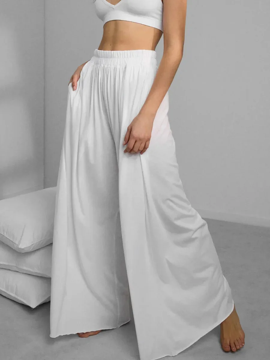 Fmxires 2025 New Autumn New Loose Pants Women's Fashion Hanging Wide Leg Pants Solid Color Casual Trousers