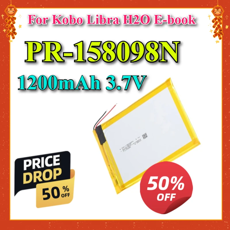 

1200mAh 3.7V PR-158098N Brand New Rechargeable Li-Polymer Battery for Kobo Libra H2O E-book Reader BatteryReplacement Bateria