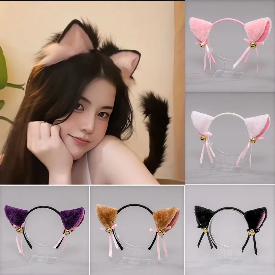 

Cute Cat Ears Headband Plush Bell Hairband Cosplay Masquerade-party For Women Girls Costume Hair Accessories