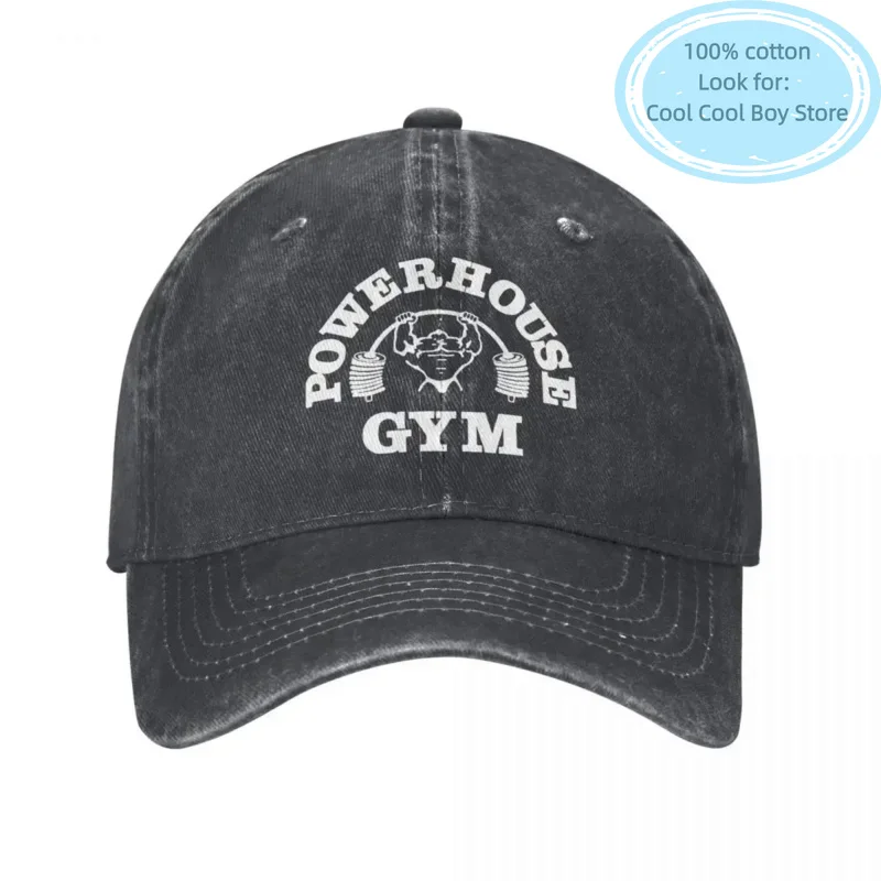 

2022 New Classic Denim Powerhouse Gym Baseball Caps For Men Women Summer Adjustable Baseball Hat Funny Casquette