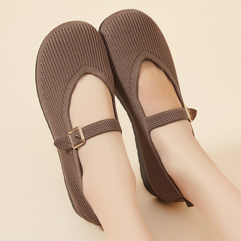 

Женские балетки на плоской подошве, новинка 2025, весна/лето, дышащая повседневная обувь с круглым носком и неглубоким носком на плоской подошве для мамы, Zapatos De Mujer