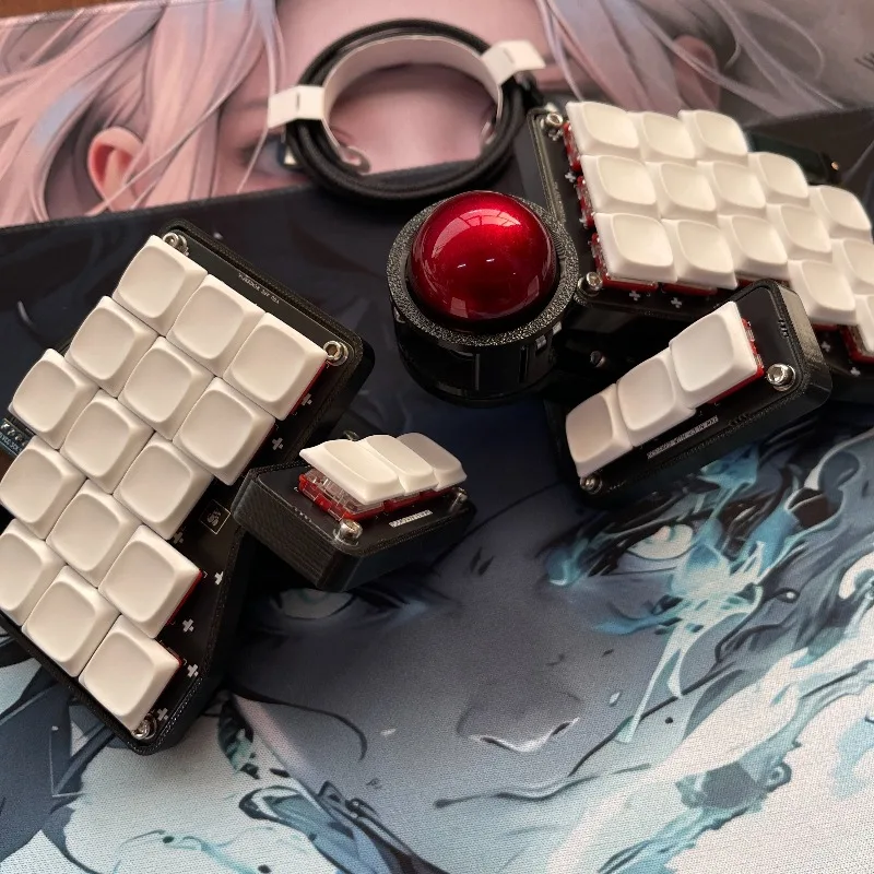 

CCK-BALL 3x6 Trackball Split Keyboard Wired QMK Hot Swap Custom Low Switch Mechanical Keyboards Gamer Accessories Kailh Choc V1
