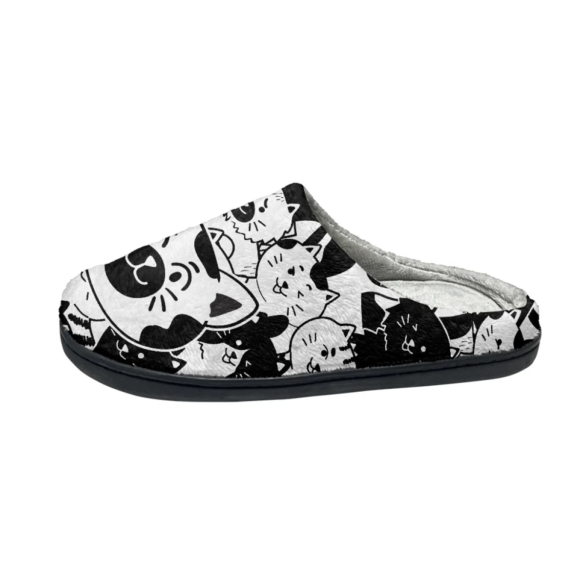 Cartoon Cat Design Warm Cotton Slippers Travel Home Unisex Casual Non-slip Shoes Couple Indoor House Slippers Print On Demand