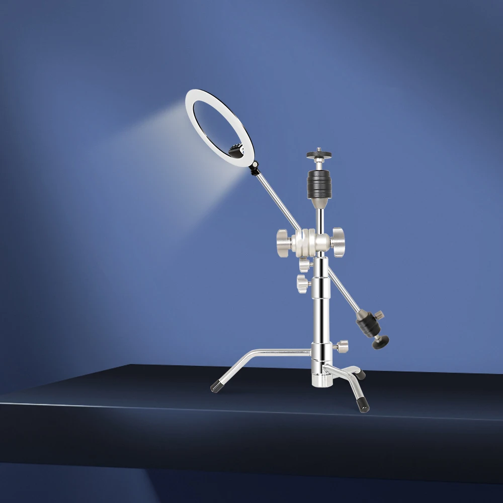 미니 C 스탠드 사진 데스크 스탠드, 스테인레스 스틸 홀드 암 및 그립 헤드, 최대 높이 업그레이드, 조절 가능한 마법 1 개 포함, 53cm