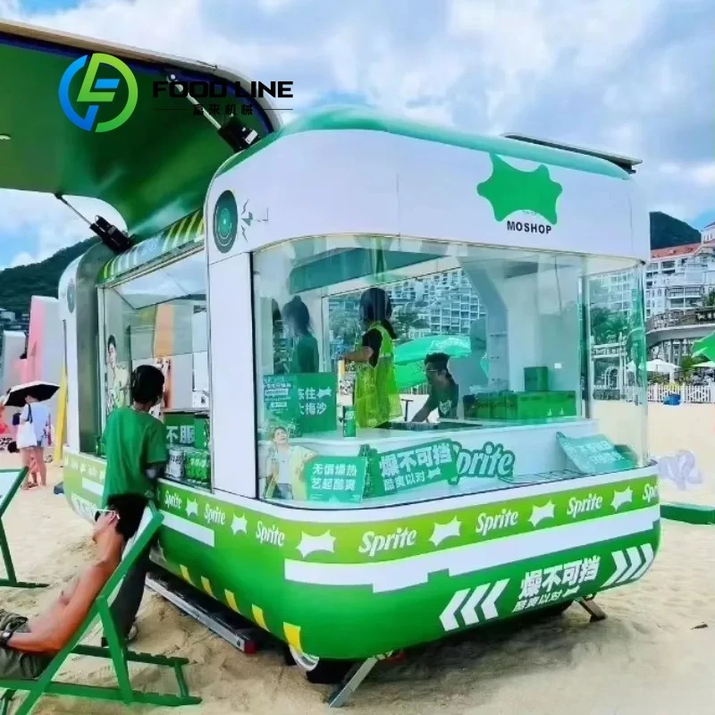 Customized Factory Design Large Stainless Steel Food Truck Fried Ice Cream Kiosk for Fruit Snack Selling