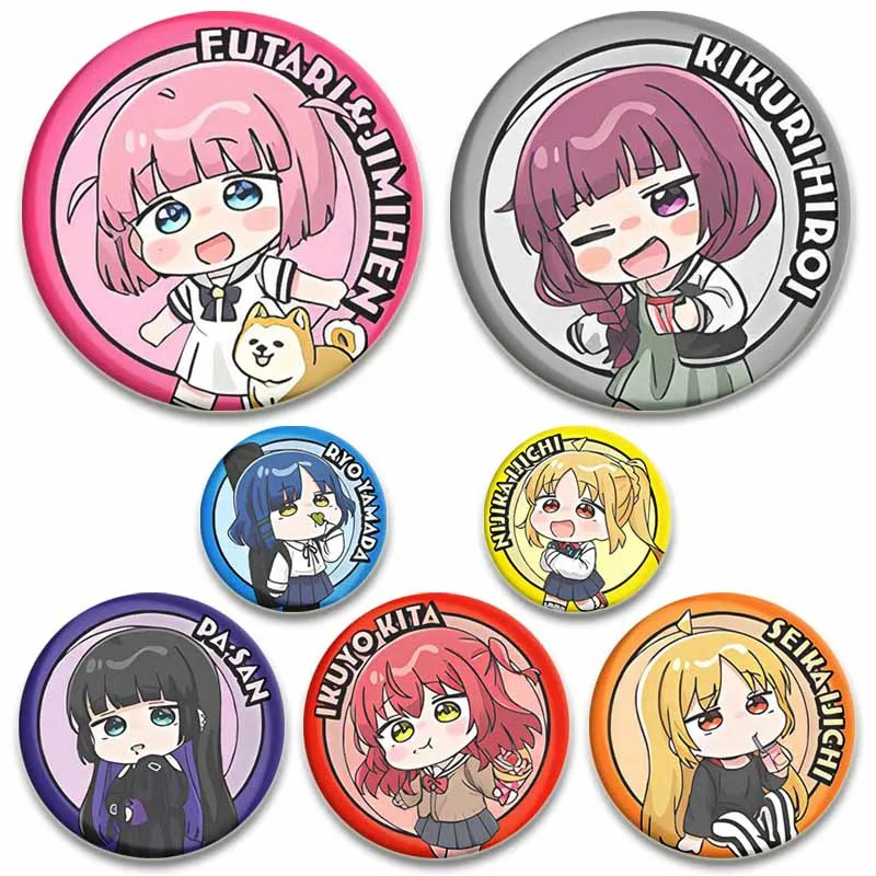 

Music Anime Bocchi The Rock Lapel Pins Japan Cartoon Ryou Ikuyo Kita Round Brooch Jewelry Badges Accessory for Bag Clothes Decor