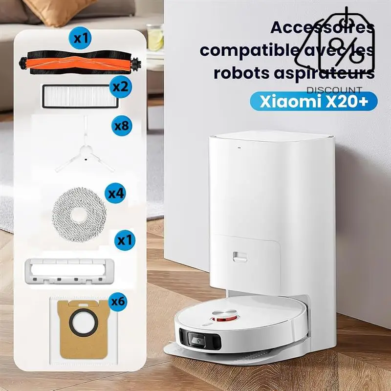 Acessório para xiaomi x20 + robô aspirador de pó escova lateral principal filtro hepa mop pano sacos pó peças reposição-Y48A