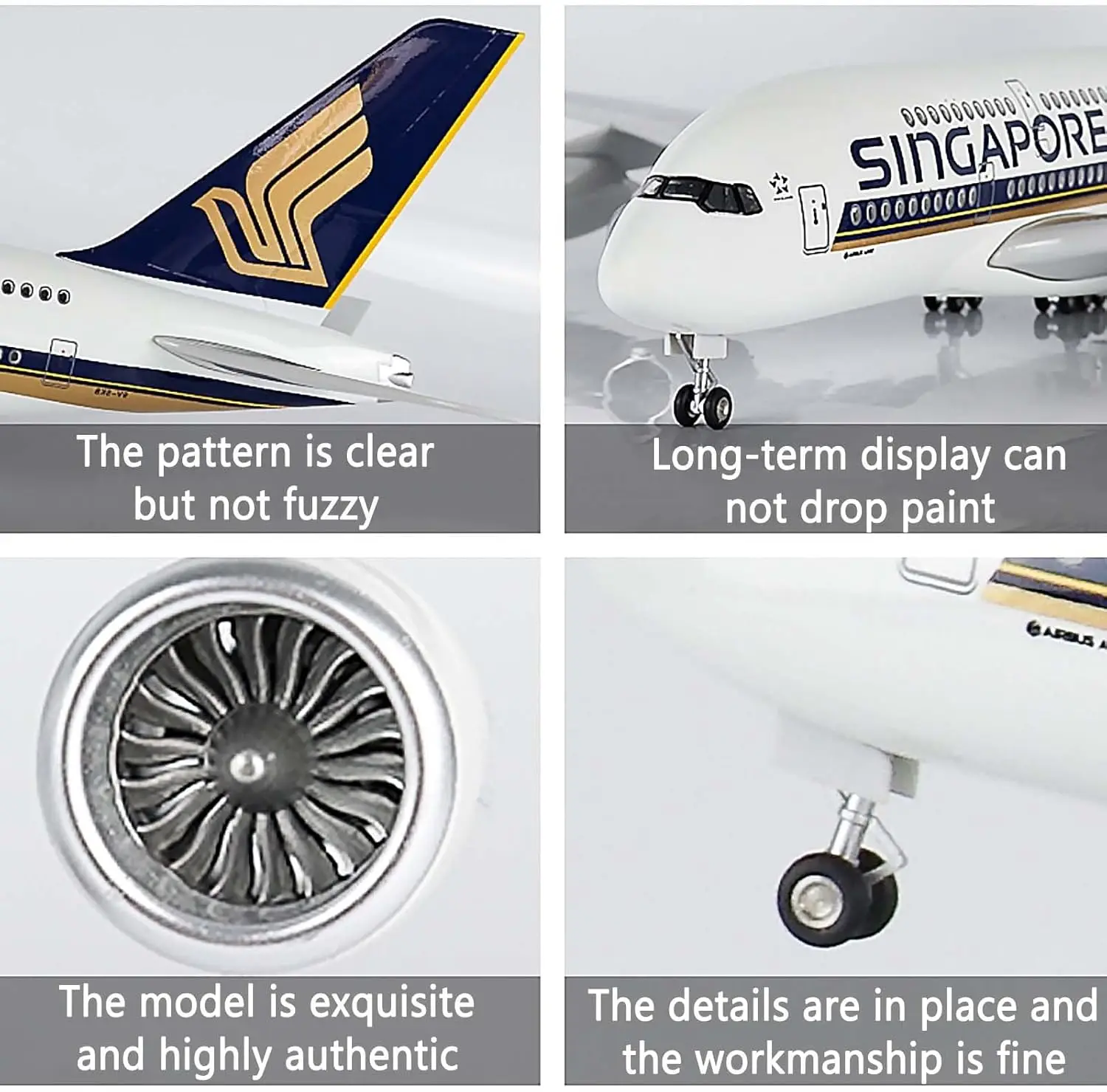 

For Singapore Airlines A380 Model Plane Resin Toys Aircraft 1/160 Scale Planes Children With Led Lights And Wheels