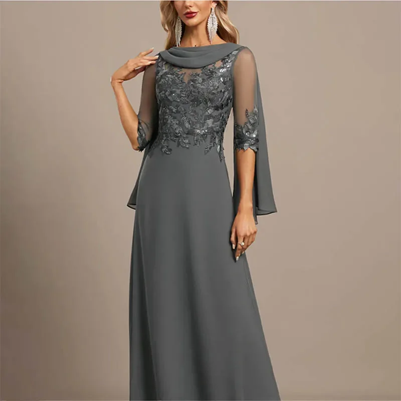 فستان سهرة نسائي لحفلات الزفاف من أم العروس، فساتين نسائية طويلة مخصصة لحفلات التخرج وحفلات الكوكتيل أنيقة وأنيقة #1