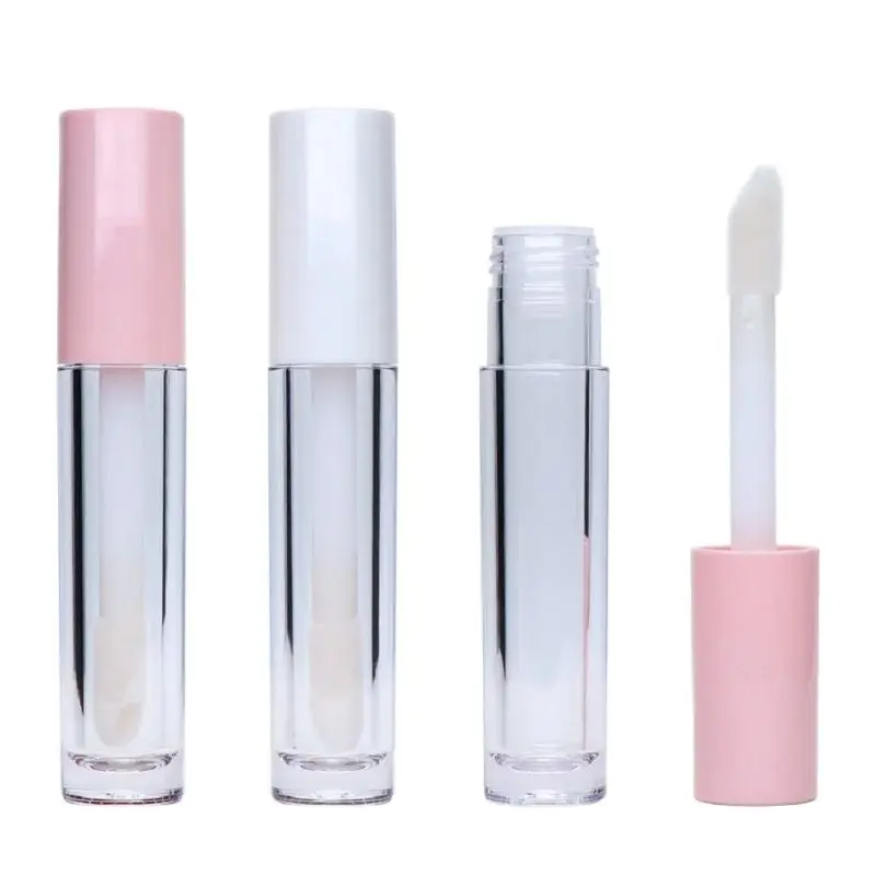 

10/25/50Pcs 6ml Pink White Lid Lipgloss Bottle Empty Container Round Shape Transparent Tube Lip Gloss Base Cosmetic Packaging