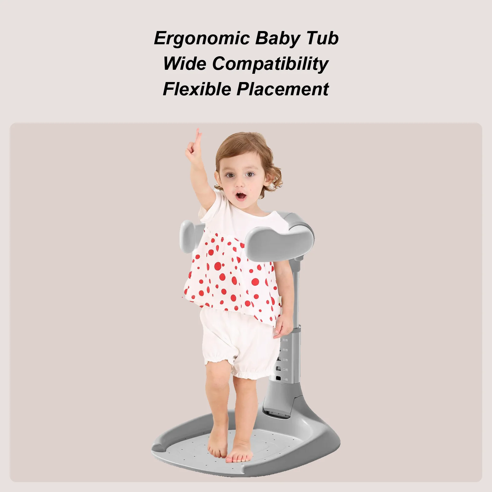 

Baby Shower Standing Support Adjustable Anti-Slip Baby Shower Standing Support Foldable Bathing Seat Adjustable Height Armrest