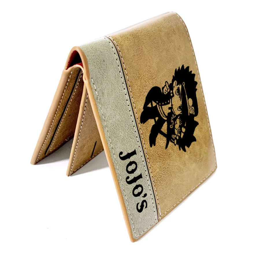 Anime JoJo Bizarre Adventure Attack on Titan Wallet Khaki PU Leather Coin Purse Cartoon Short Purse Card Packet Bags Pouch