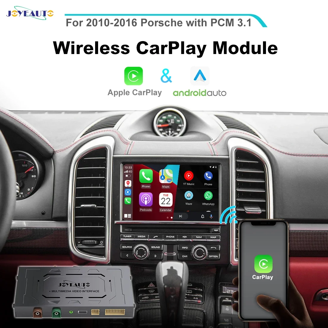 Joyeauto Apple for Porsche Cayenne Panamera Macan Bosxter 911 PCM3.1 Carplay Airplay Auto Solution Portable 4k Cd Player WJPO-1