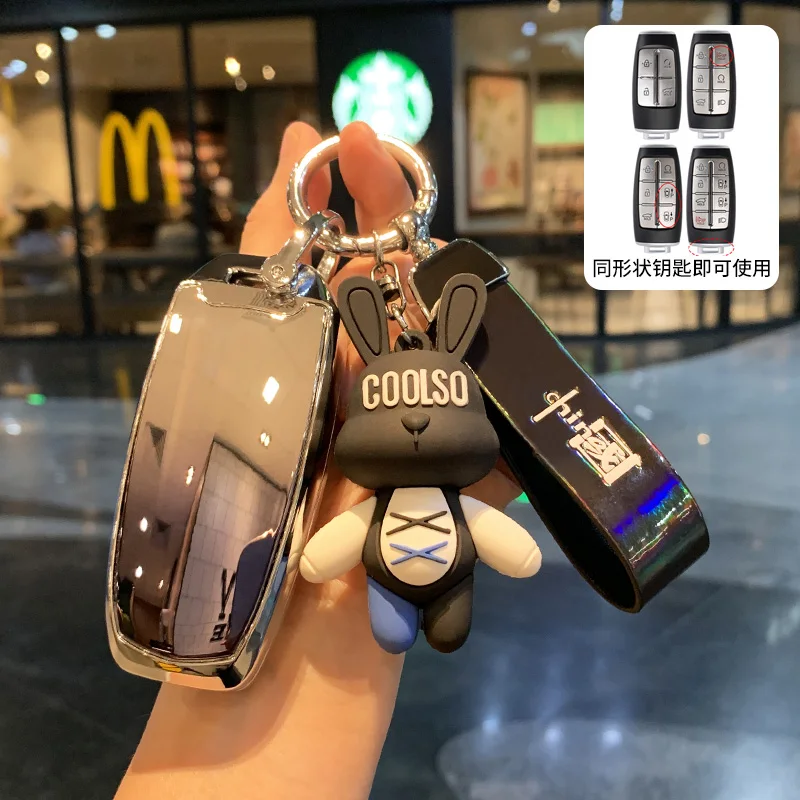 

Mirror Surface Car Key Case Cover Holder For Hyundai Genesis GV70 GV80 GV90 2020 2021 2022 Key Shell Protective Accessories