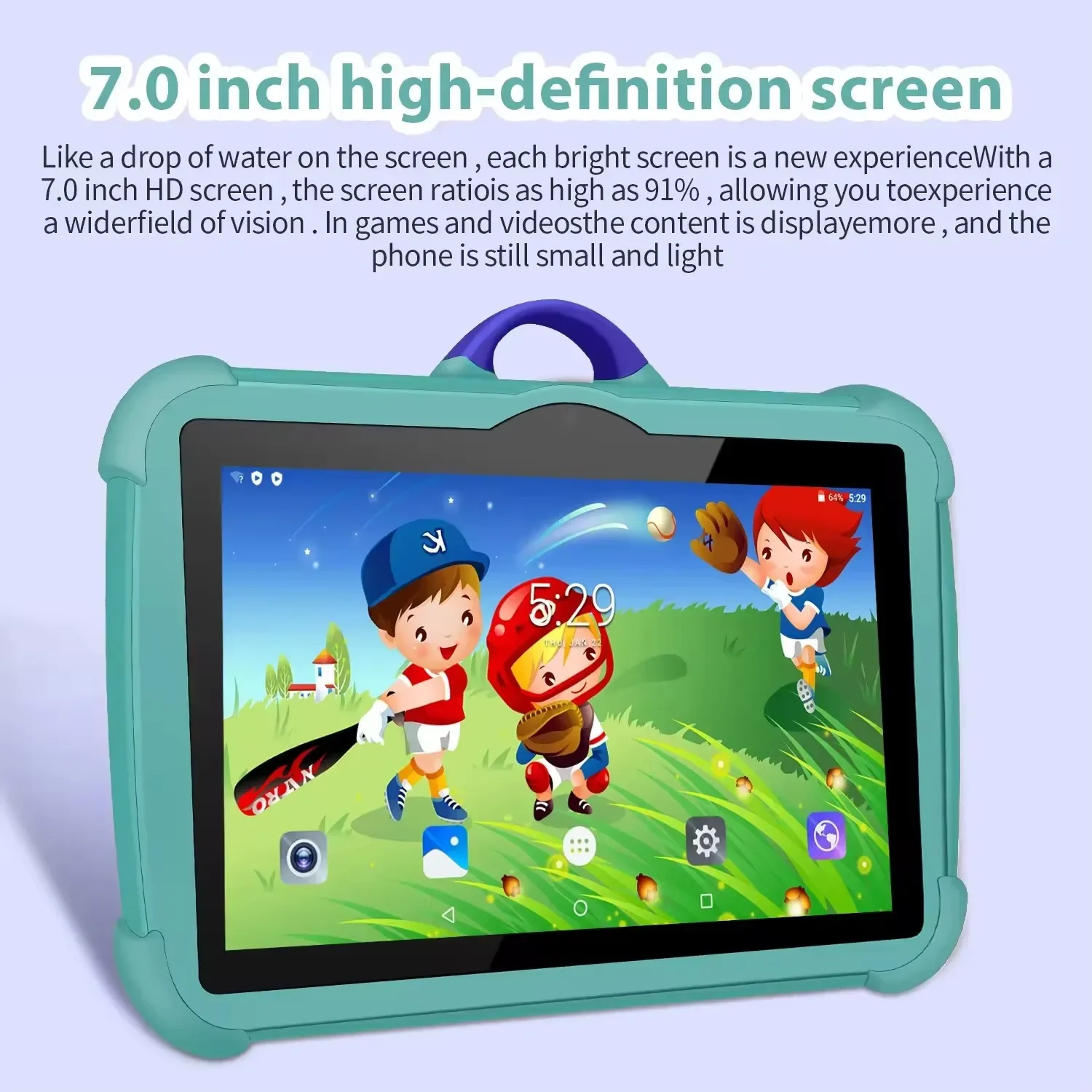 Tablette PC Android avec écran IPS pour enfants, tablettes pour tout-petits, jeux éducatifs, WiFi, 7 pouces, 2 Go, 16 Go